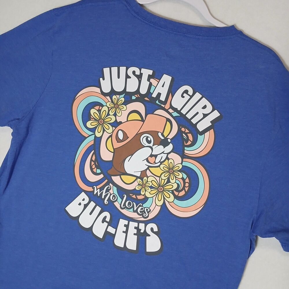 Buc-ee's T Shirt Tee Boho Blue Just A Girl Who Loves Floral Women’s XL #1153
